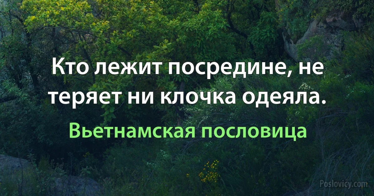 Кто лежит посредине, не теряет ни клочка одеяла. (Вьетнамская пословица)