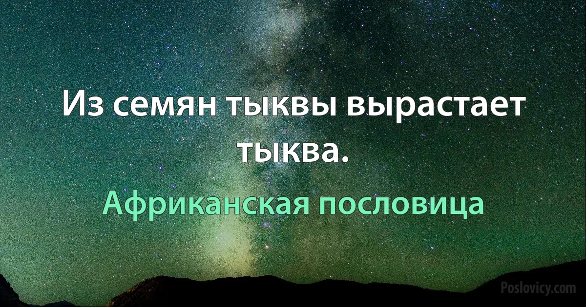 Из семян тыквы вырастает тыква. (Африканская пословица)