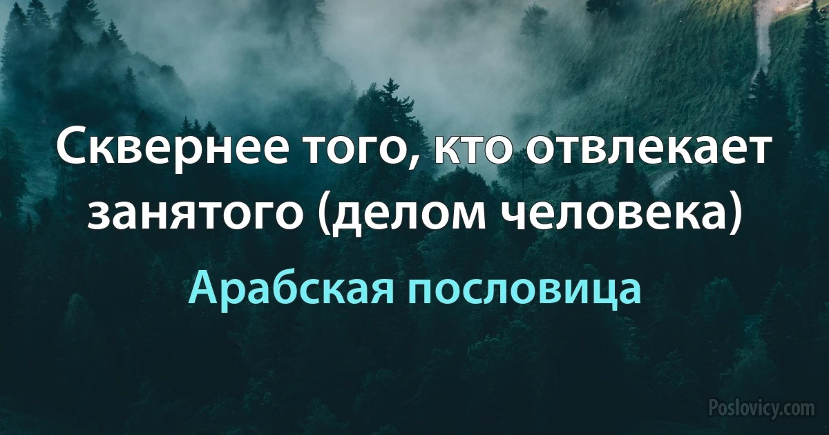 Сквернее того, кто отвлекает занятого (делом человека) (Арабская пословица)