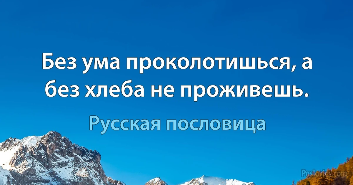 Без ума проколотишься, а без хлеба не проживешь. (Русская пословица)