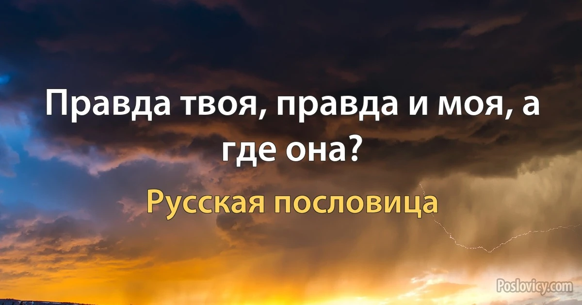 Правда твоя, правда и моя, а где она? (Русская пословица)