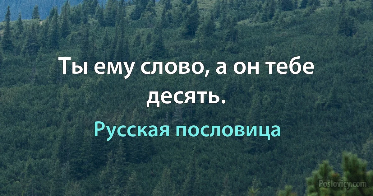 Ты ему слово, а он тебе десять. (Русская пословица)