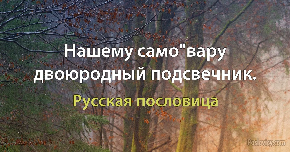 Нашему само"вару двоюродный подсвечник. (Русская пословица)