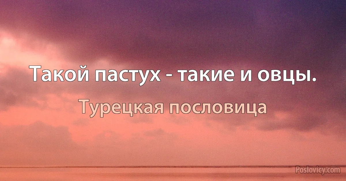 Такой пастух - такие и овцы. (Турецкая пословица)