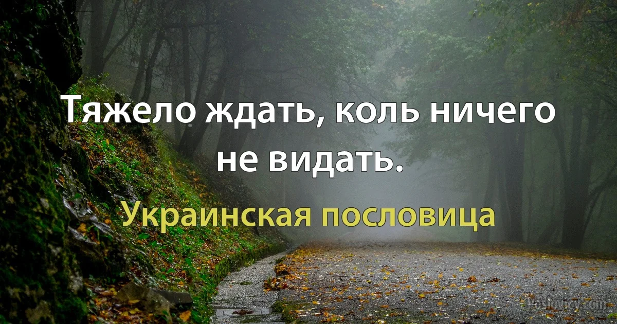 Тяжело ждать, коль ничего не видать. (Украинская пословица)