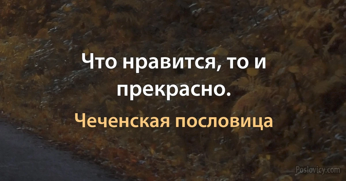 Что нравится, то и прекрасно. (Чеченская пословица)