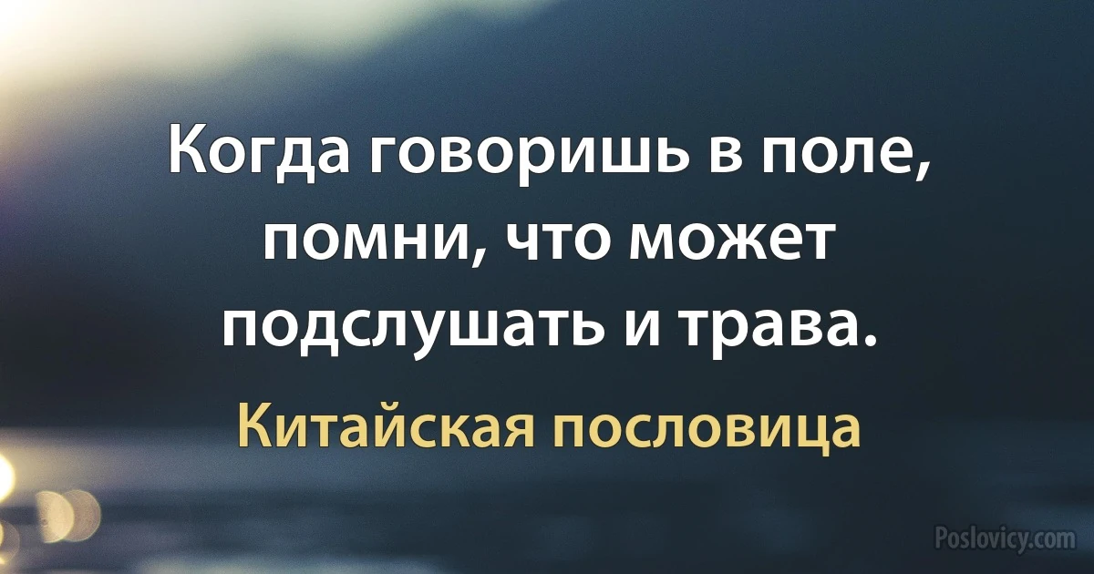 Когда говоришь в поле, помни, что может подслушать и трава. (Китайская пословица)