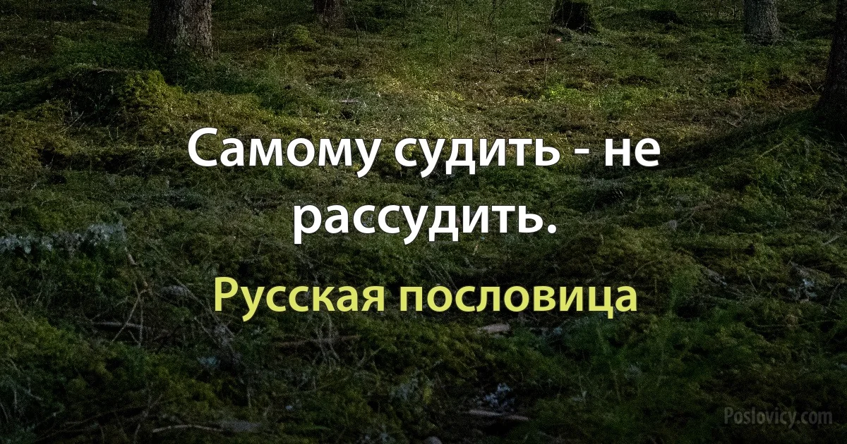 Самому судить - не рассудить. (Русская пословица)