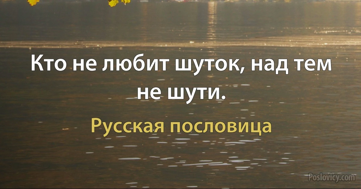 Кто не любит шуток, над тем не шути. (Русская пословица)