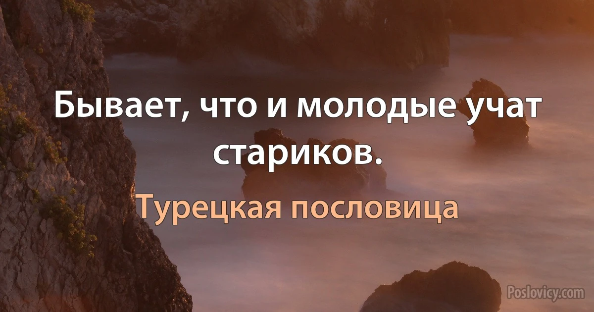 Бывает, что и молодые учат стариков. (Турецкая пословица)