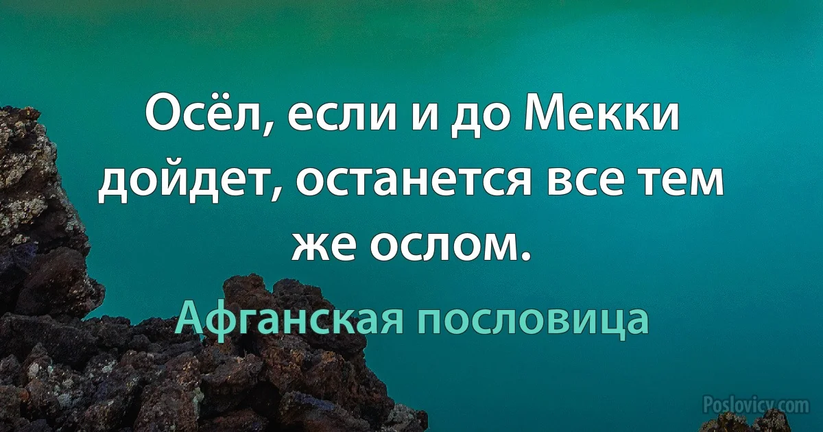 Осёл, если и до Мекки дойдет, останется все тем же ослом. (Афганская пословица)