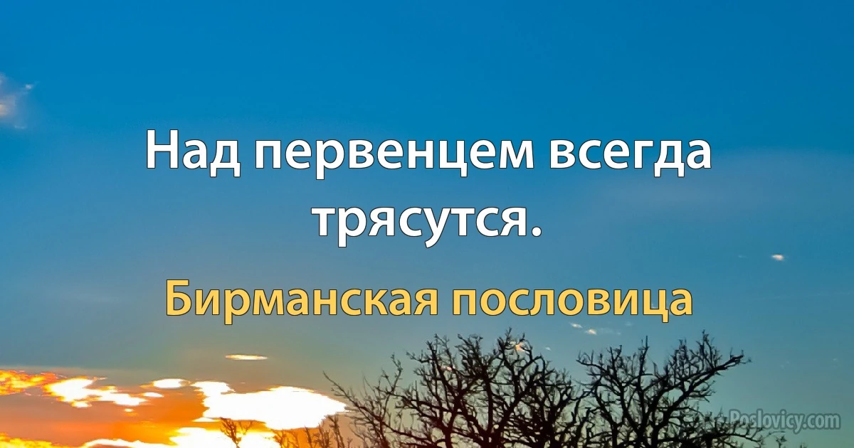 Над первенцем всегда трясутся. (Бирманская пословица)