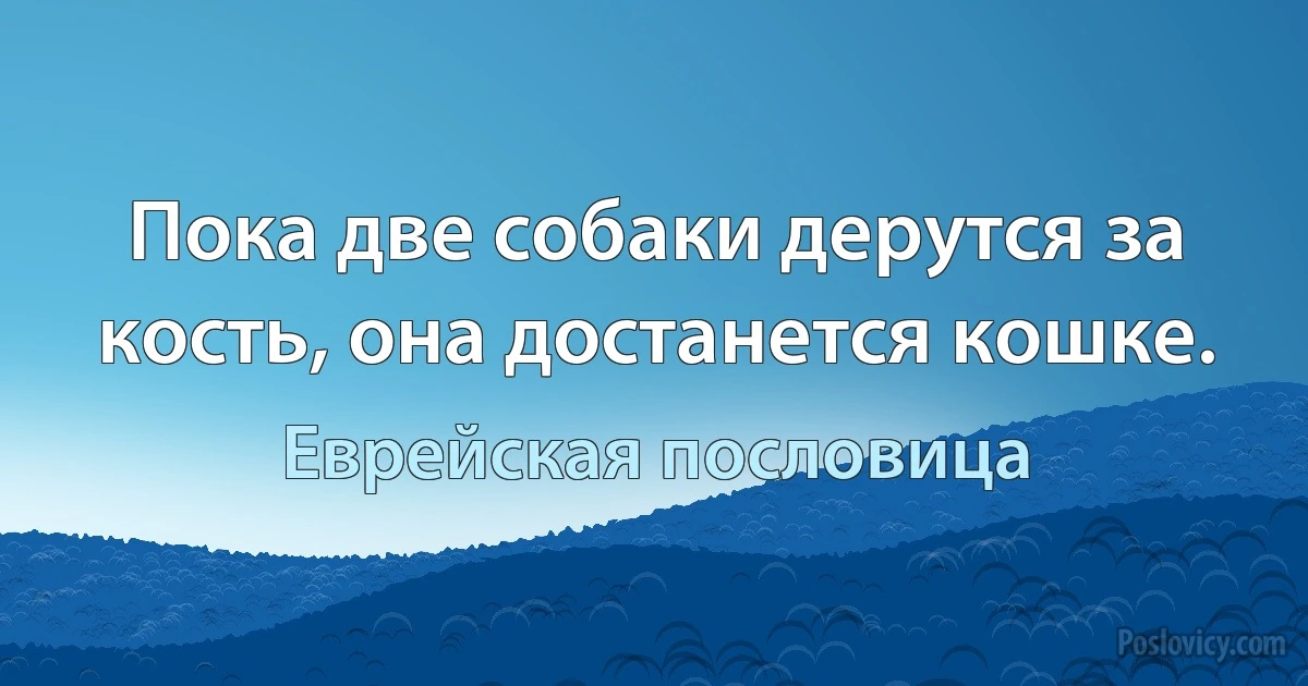 Пока две собаки дерутся за кость, она достанется кошке. (Еврейская пословица)