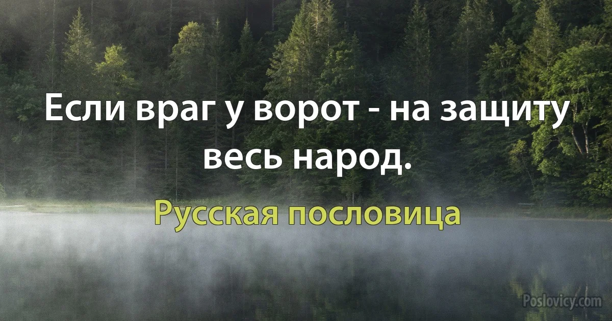 Если враг у ворот - на защиту весь народ. (Русская пословица)