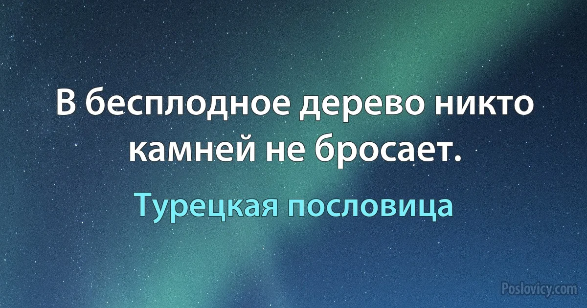 В бесплодное дерево никто камней не бросает. (Турецкая пословица)