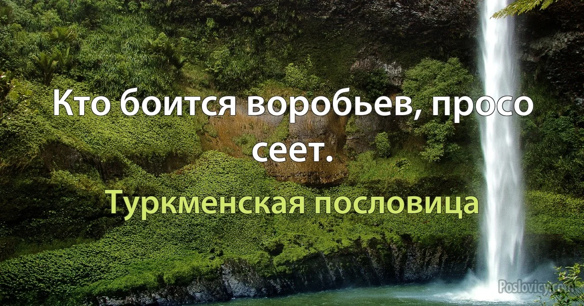 Кто боится воробьев, просо сеет. (Туркменская пословица)