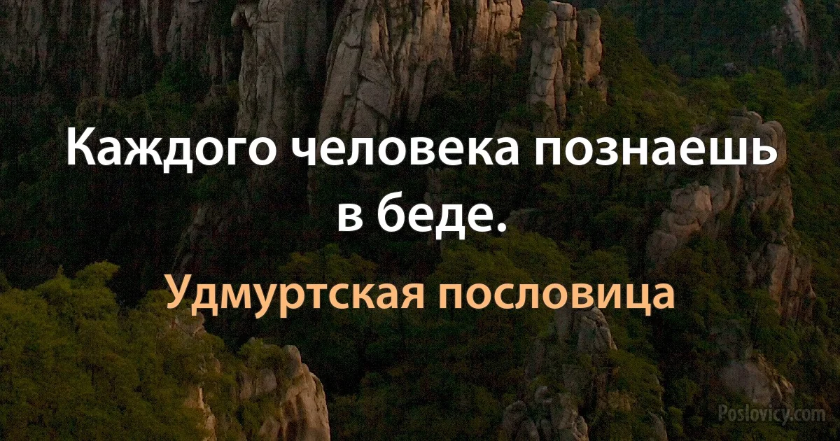 Каждого человека познаешь в беде. (Удмуртская пословица)