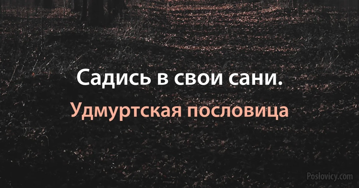 Садись в свои сани. (Удмуртская пословица)