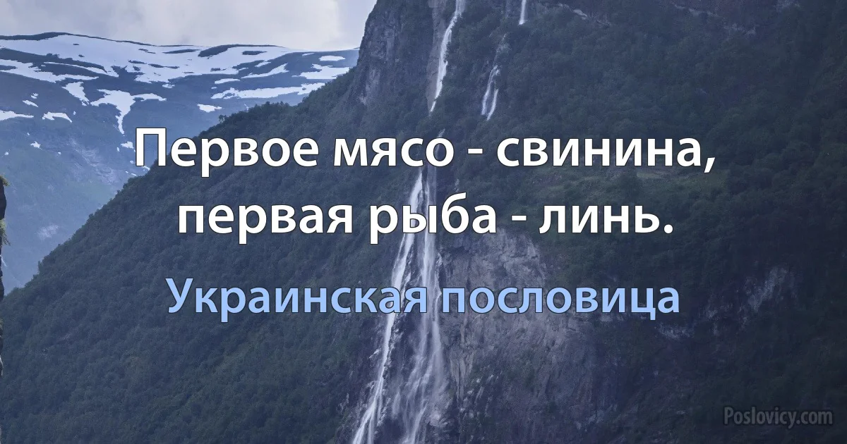 Первое мясо - свинина, первая рыба - линь. (Украинская пословица)