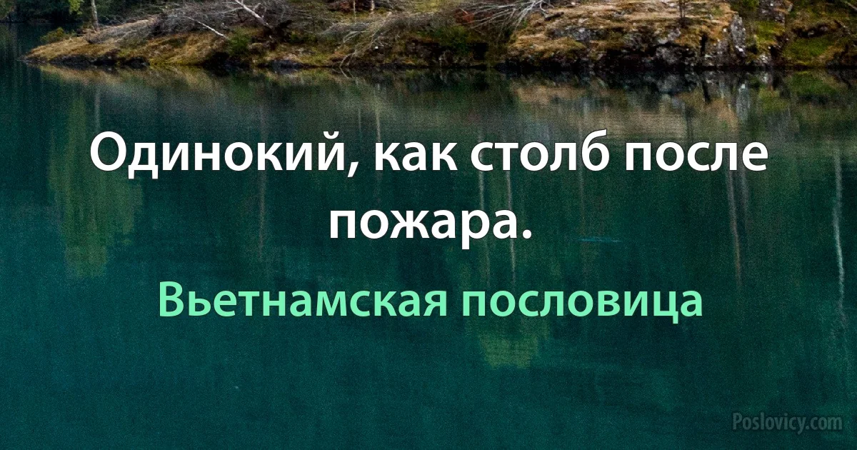 Одинокий, как столб после пожара. (Вьетнамская пословица)