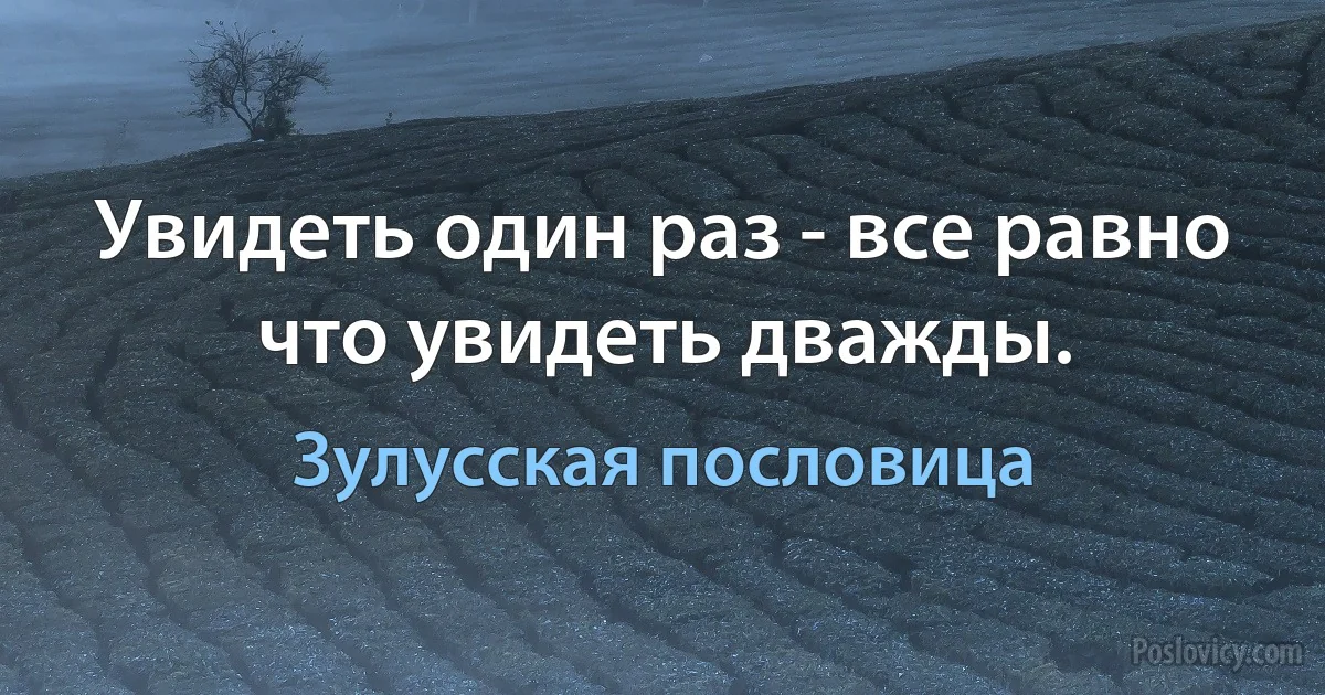 Увидеть один раз - все равно что увидеть дважды. (Зулусская пословица)