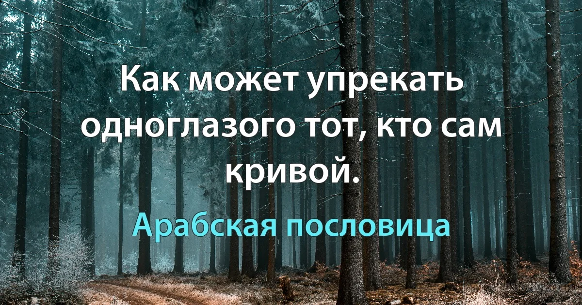 Как может упрекать одноглазого тот, кто сам кривой. (Арабская пословица)