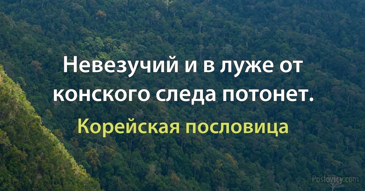 Невезучий и в луже от конского следа потонет. (Корейская пословица)