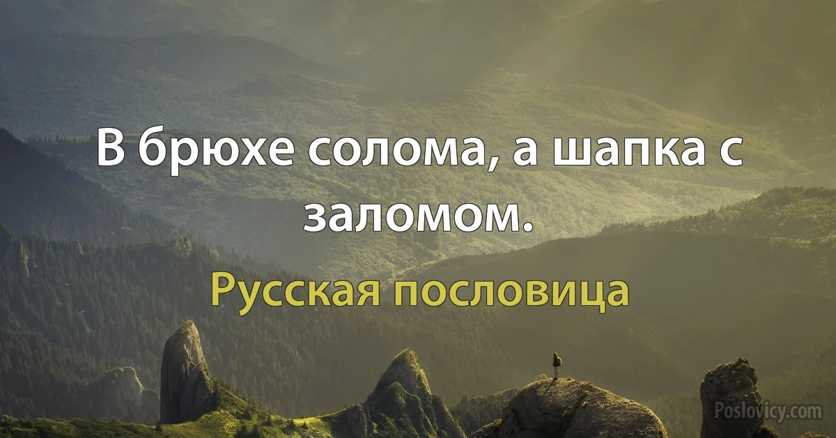 В брюхе солома, а шапка с заломом. (Русская пословица)