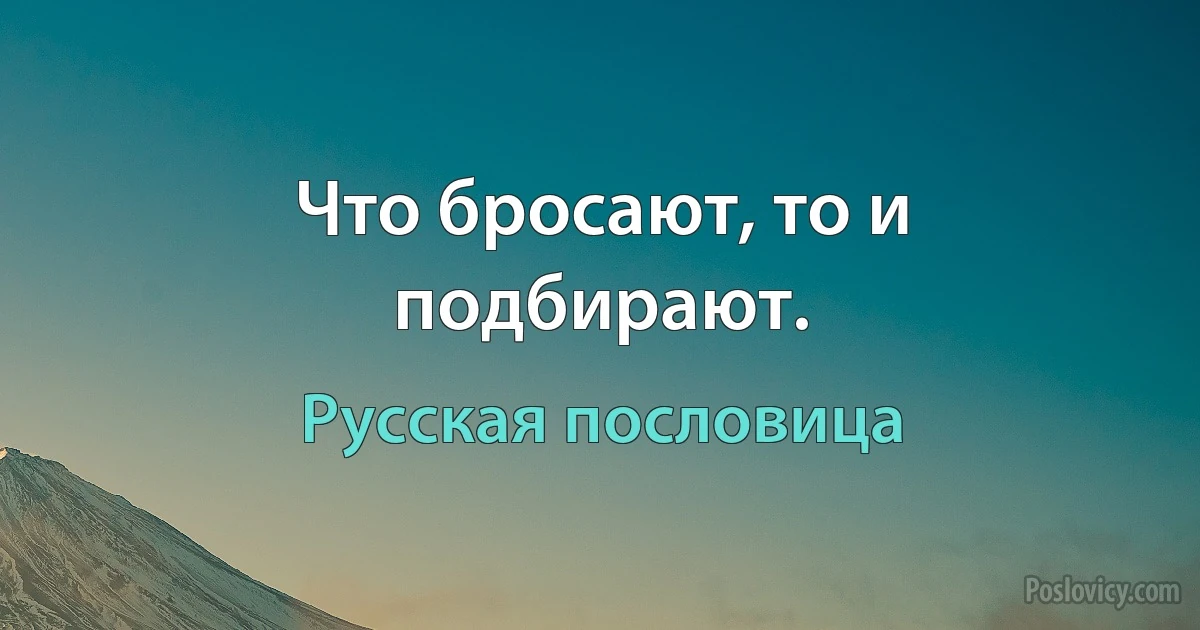 Что бросают, то и подбирают. (Русская пословица)