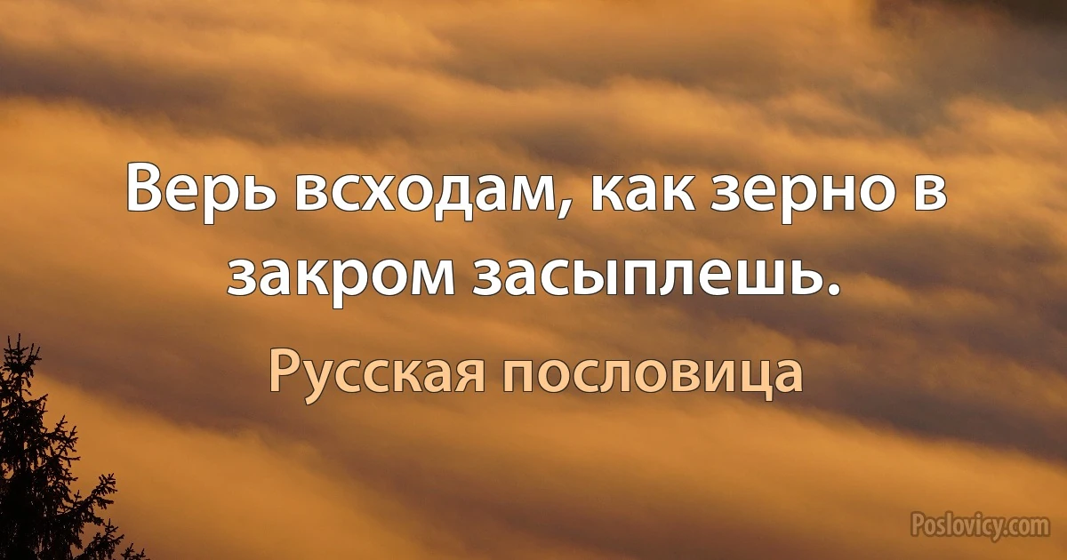 Верь всходам, как зерно в закром засыплешь. (Русская пословица)