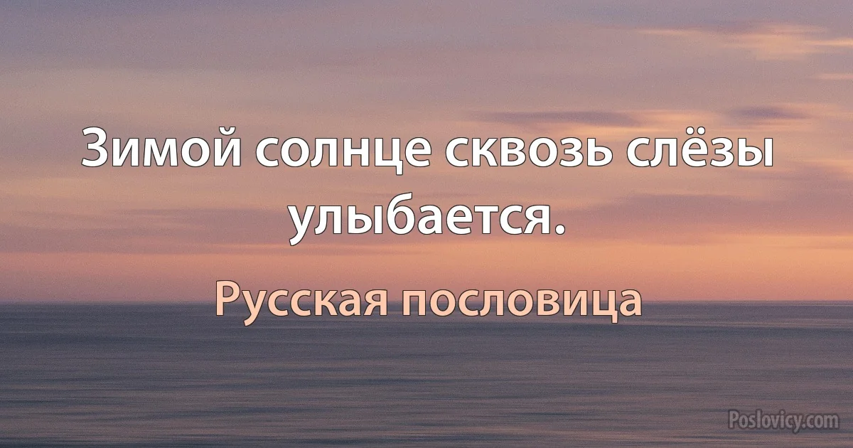 Зимой солнце сквозь слёзы улыбается. (Русская пословица)