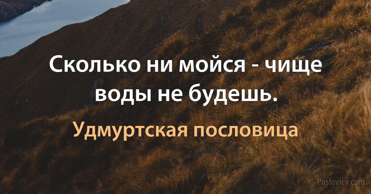 Сколько ни мойся - чище воды не будешь. (Удмуртская пословица)