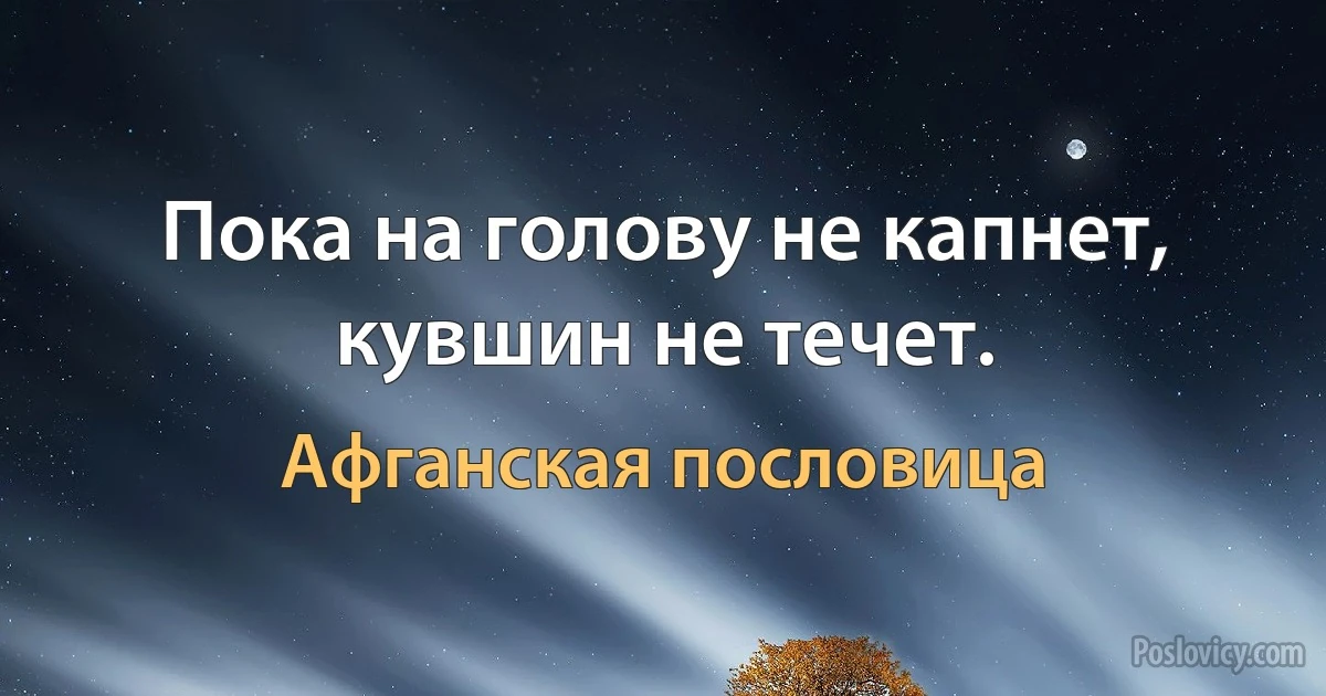 Пока на голову не капнет, кувшин не течет. (Афганская пословица)