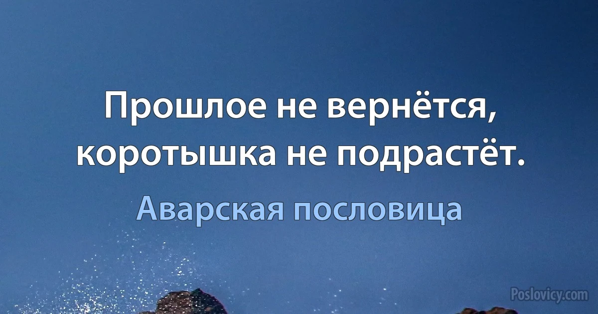 Прошлое не вернётся, коротышка не подрастёт. (Аварская пословица)