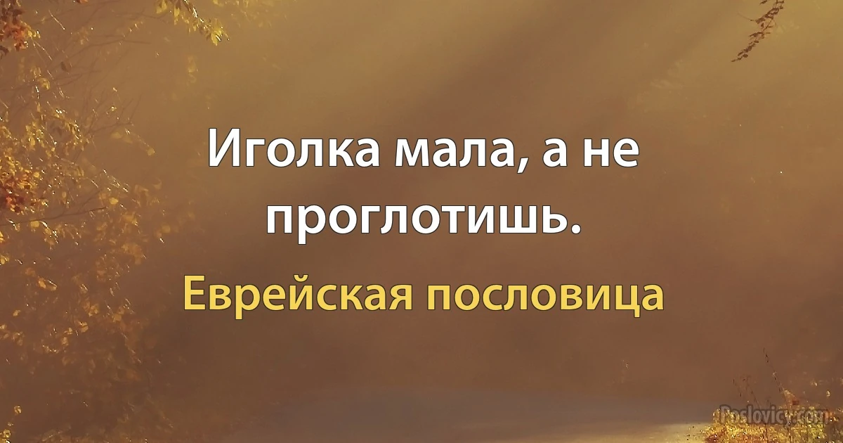 Иголка мала, а не проглотишь. (Еврейская пословица)