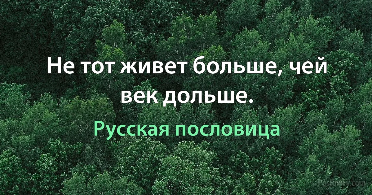 Не тот живет больше, чей век дольше. (Русская пословица)