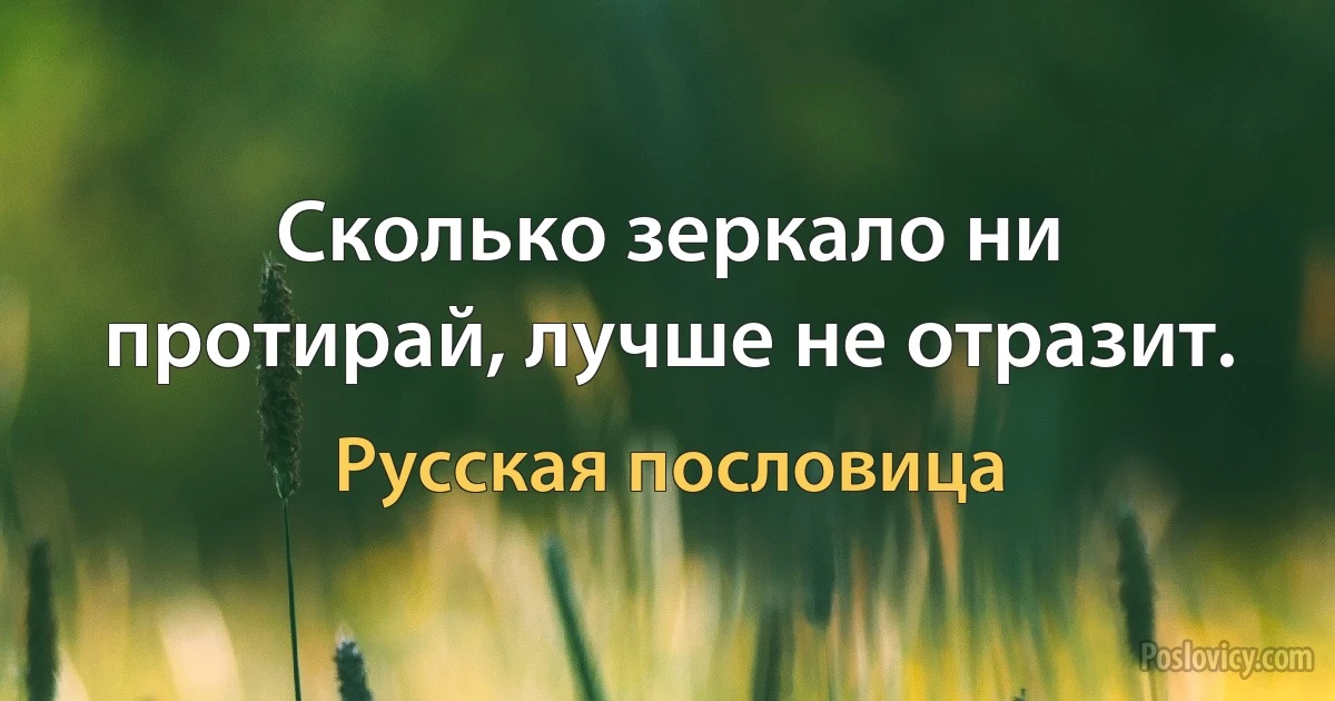 Сколько зеркало ни протирай, лучше не отразит. (Русская пословица)