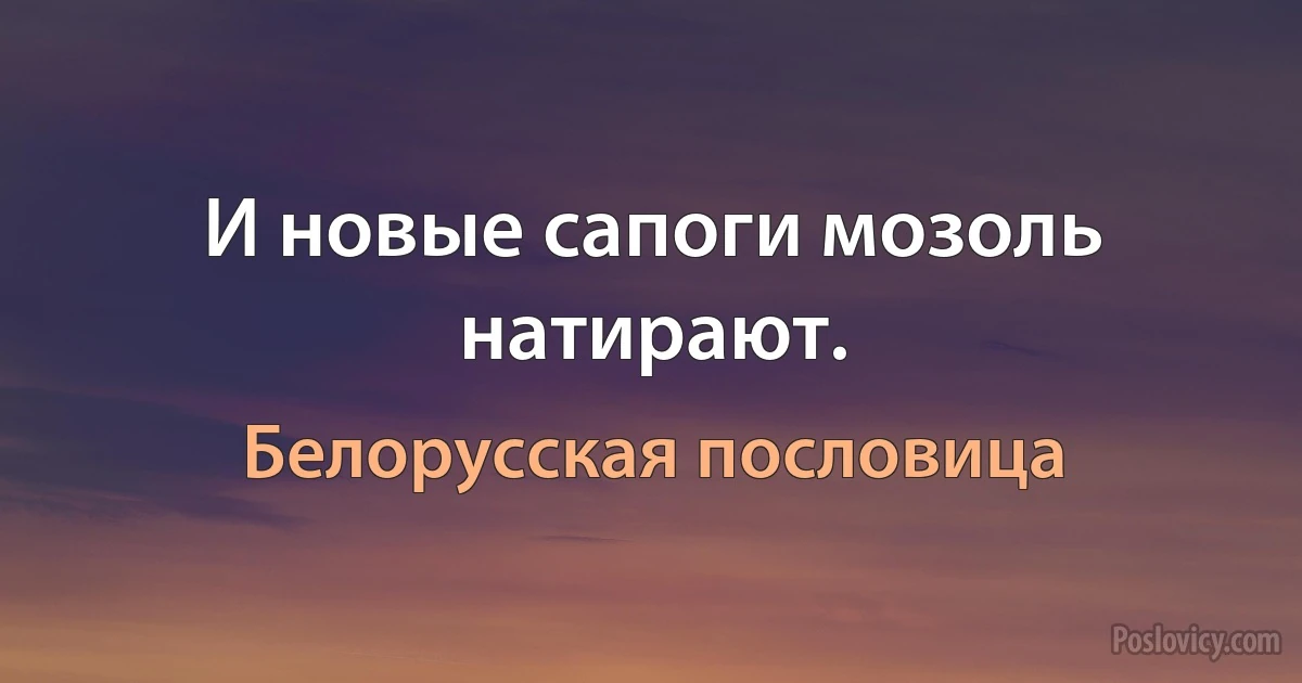 И новые сапоги мозоль натирают. (Белорусская пословица)