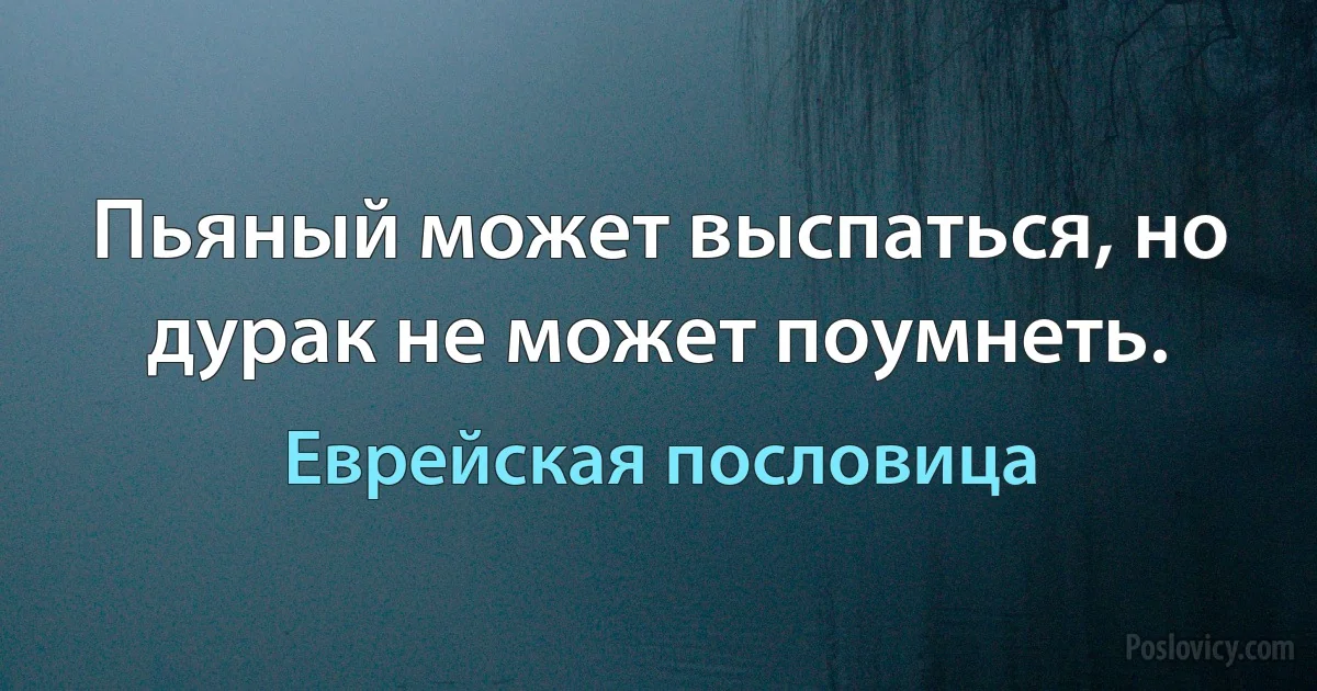 Пьяный может выспаться, но дурак не может поумнеть. (Еврейская пословица)