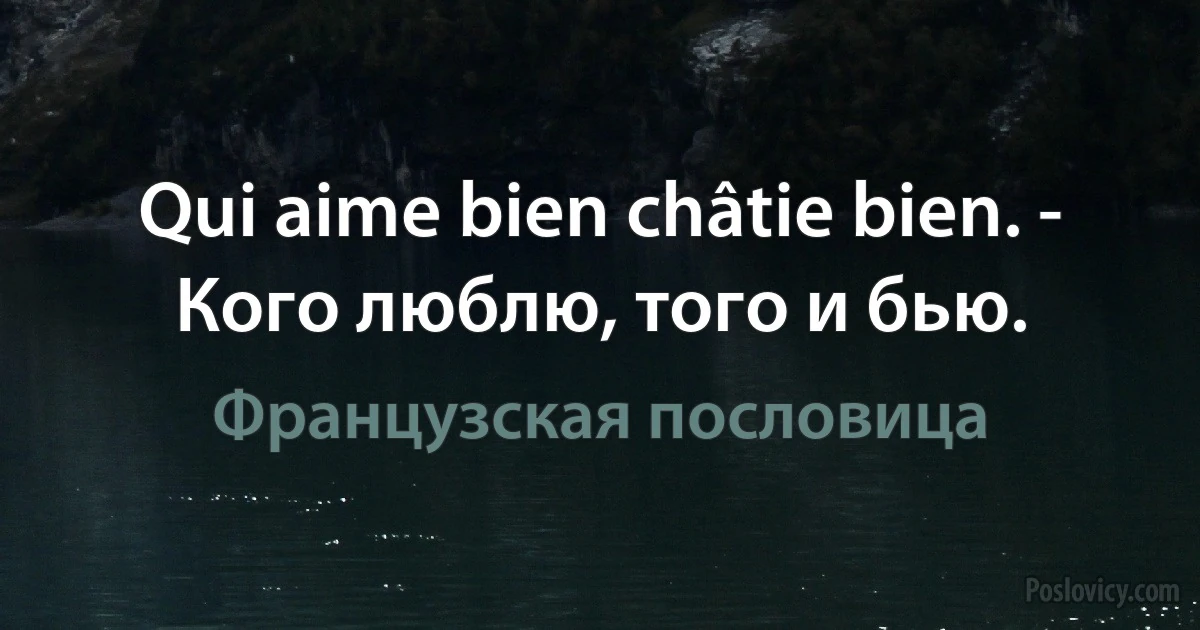 Qui aime bien châtie bien. - Кого люблю, того и бью. (Французская пословица)