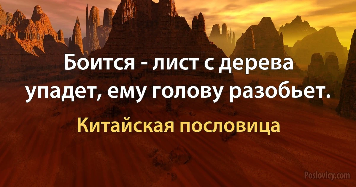 Боится - лист с дерева упадет, ему голову разобьет. (Китайская пословица)