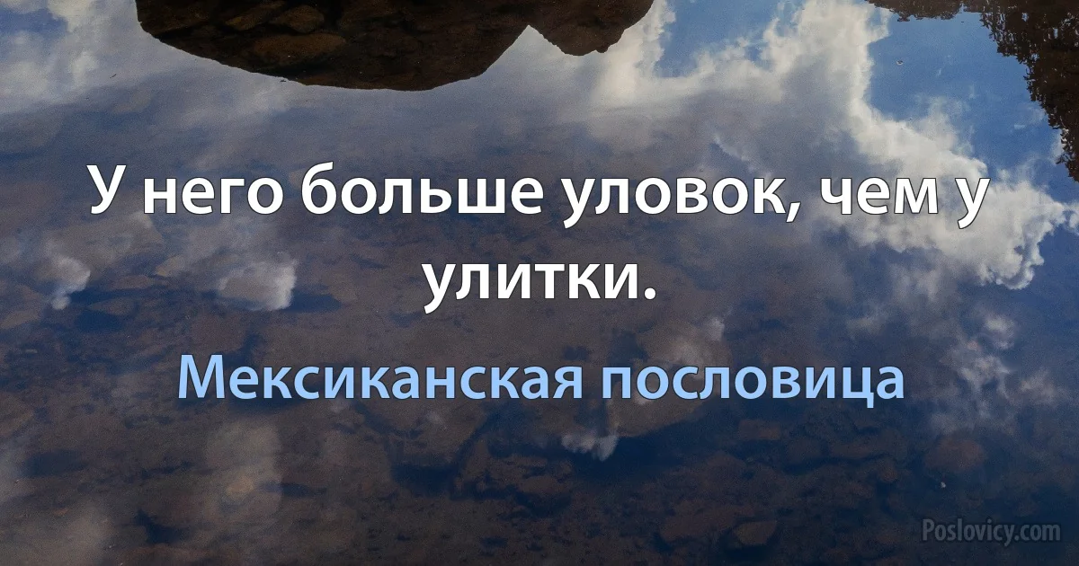 У него больше уловок, чем у улитки. (Мексиканская пословица)