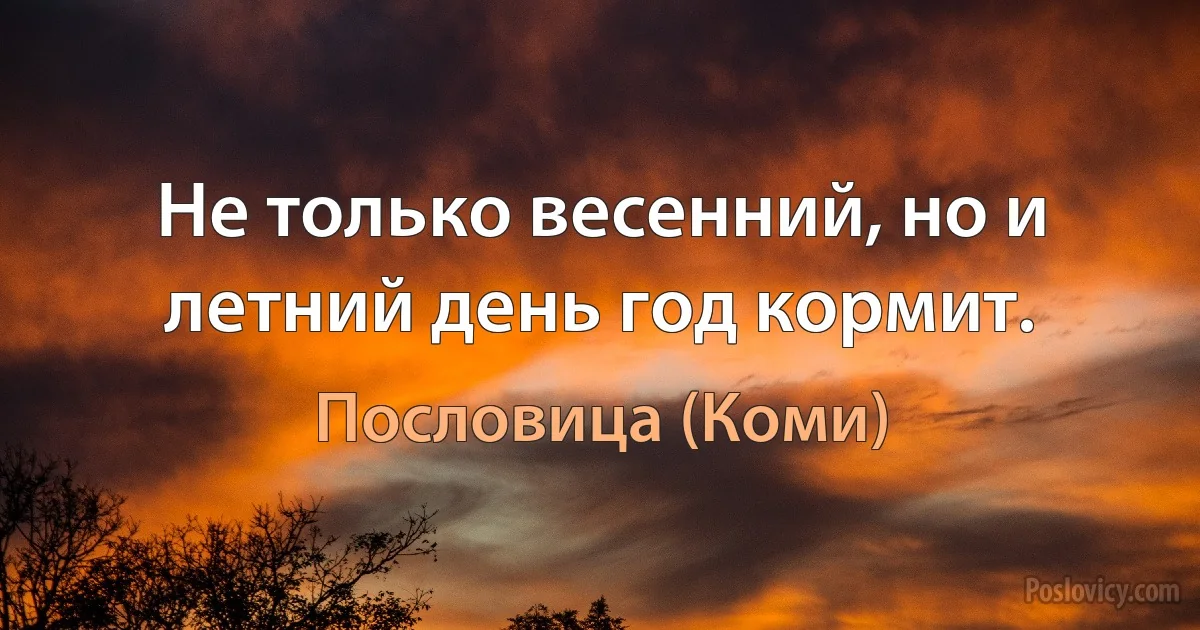 Не только весенний, но и летний день год кормит. (Пословица (Коми))