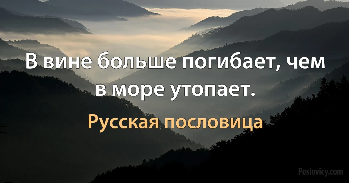 В вине больше погибает, чем в море утопает. (Русская пословица)