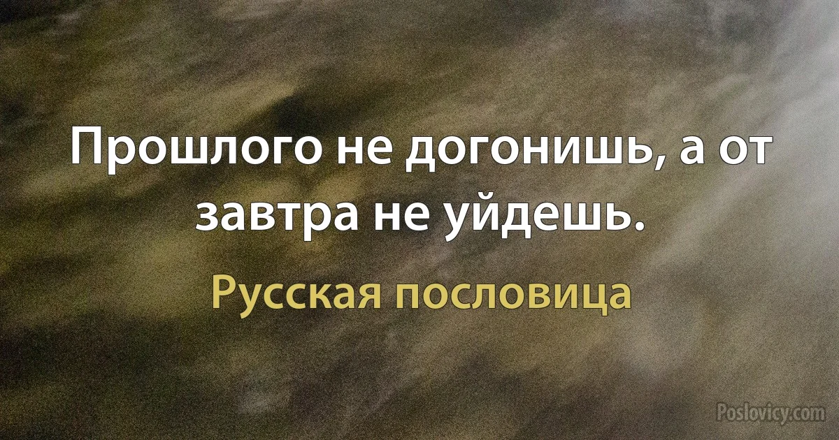 Прошлого не догонишь, а от завтра не уйдешь. (Русская пословица)