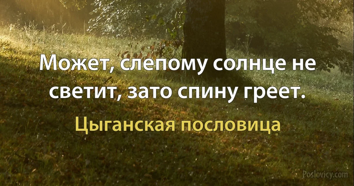 Может, слепому солнце не светит, зато спину греет. (Цыганская пословица)