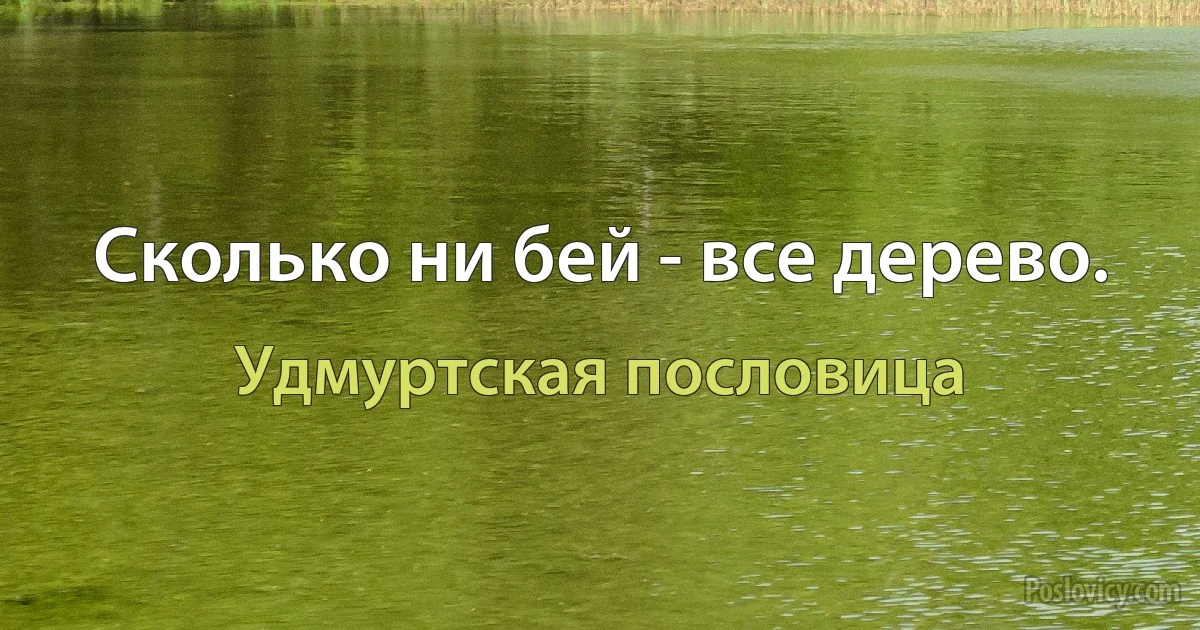 Сколько ни бей - все дерево. (Удмуртская пословица)