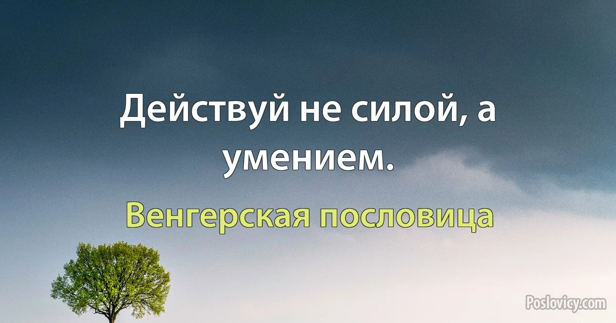 Действуй не силой, а умением. (Венгерская пословица)