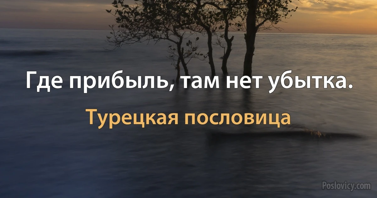 Где прибыль, там нет убытка. (Турецкая пословица)