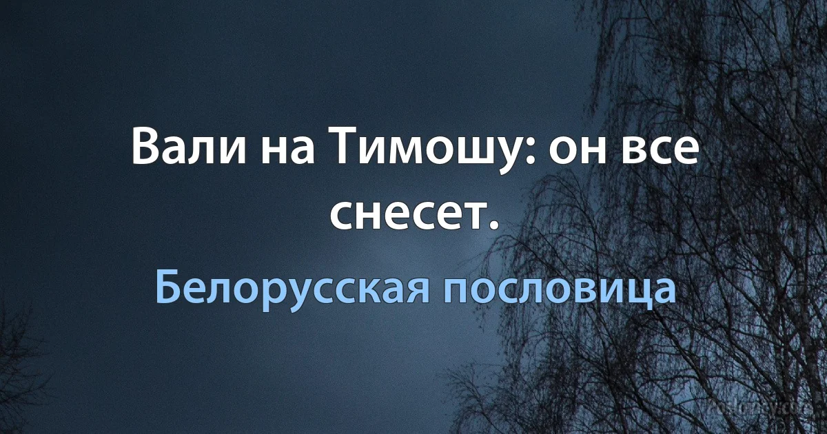 Вали на Тимошу: он все снесет. (Белорусская пословица)